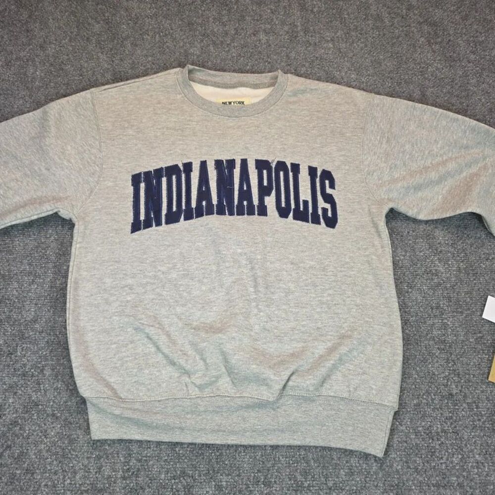 Gray Indianapolis Embroidered Varsity Crewneck Sweatshirt Small